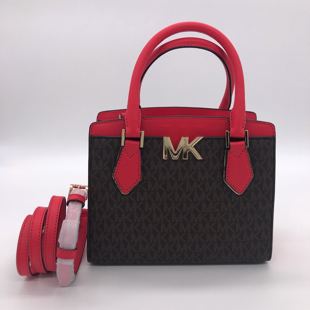 Michael Kors Mott Medium Satchel Coral Ree… - Picture 2 of 14